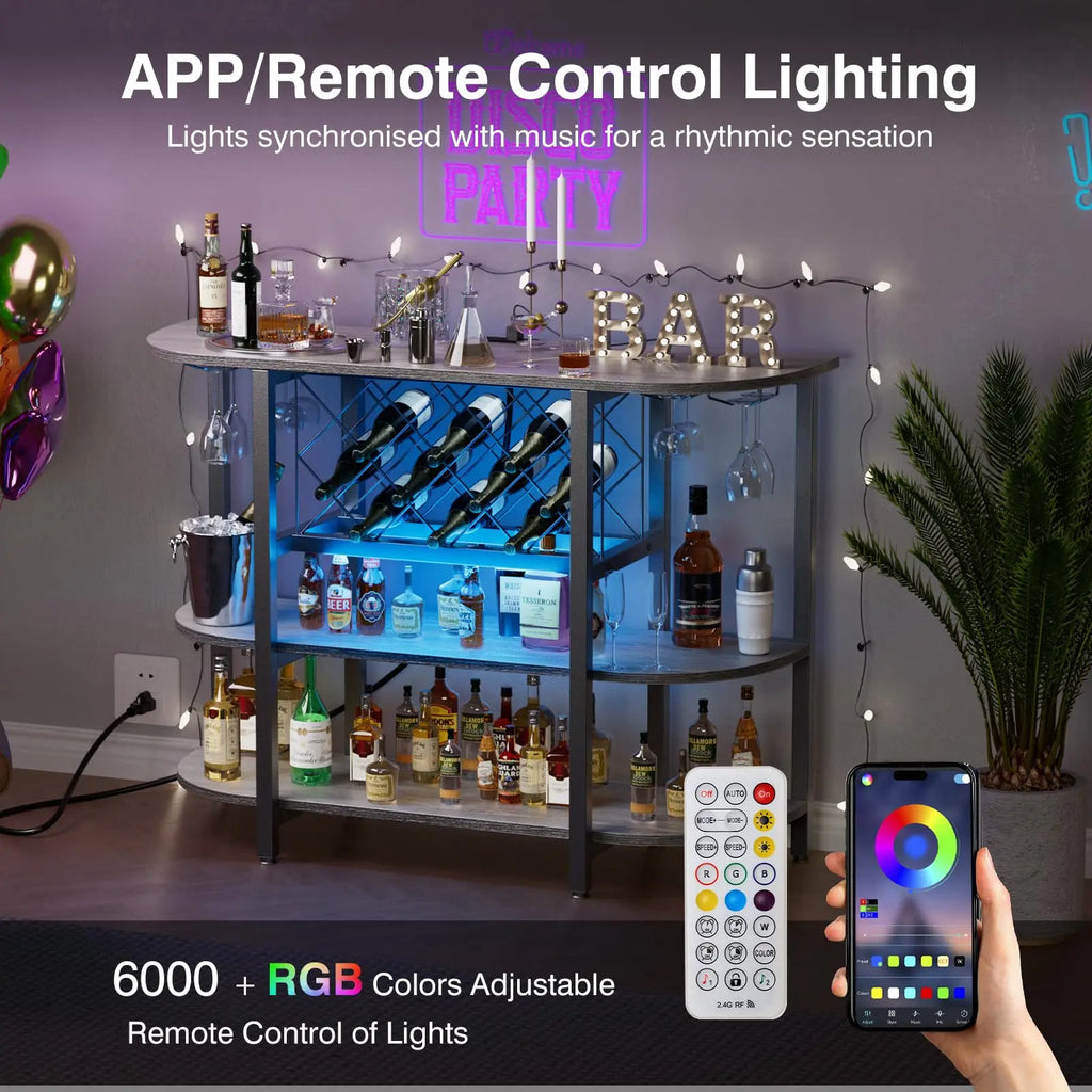 Living Room Cabinet with LED Charging Station