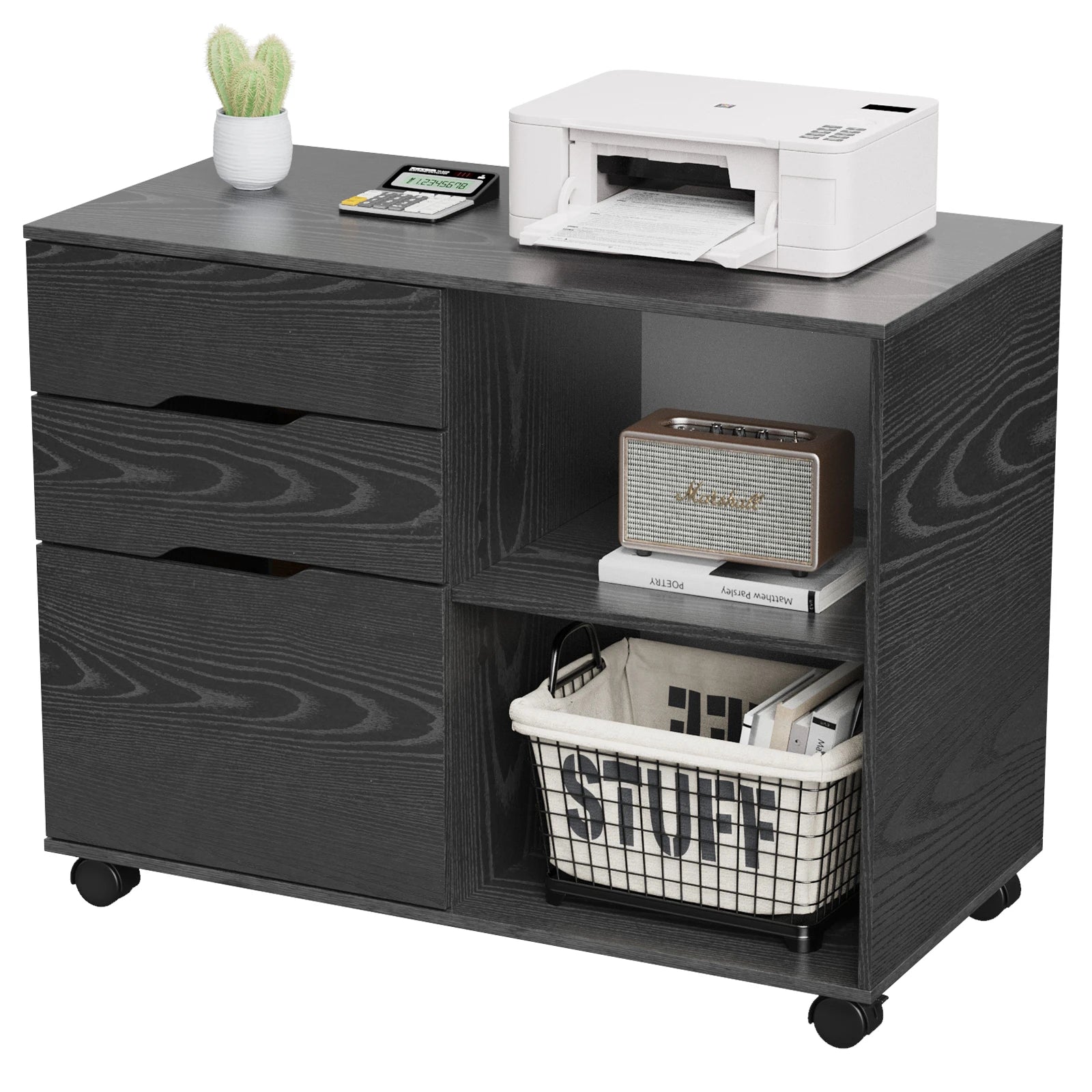 Corner Table Cabinet with 3 Drawers
