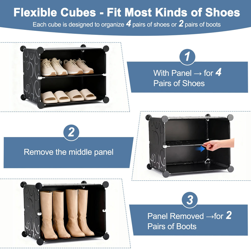 6-Tier Plastic Stackable Shoe Storage Cabinet