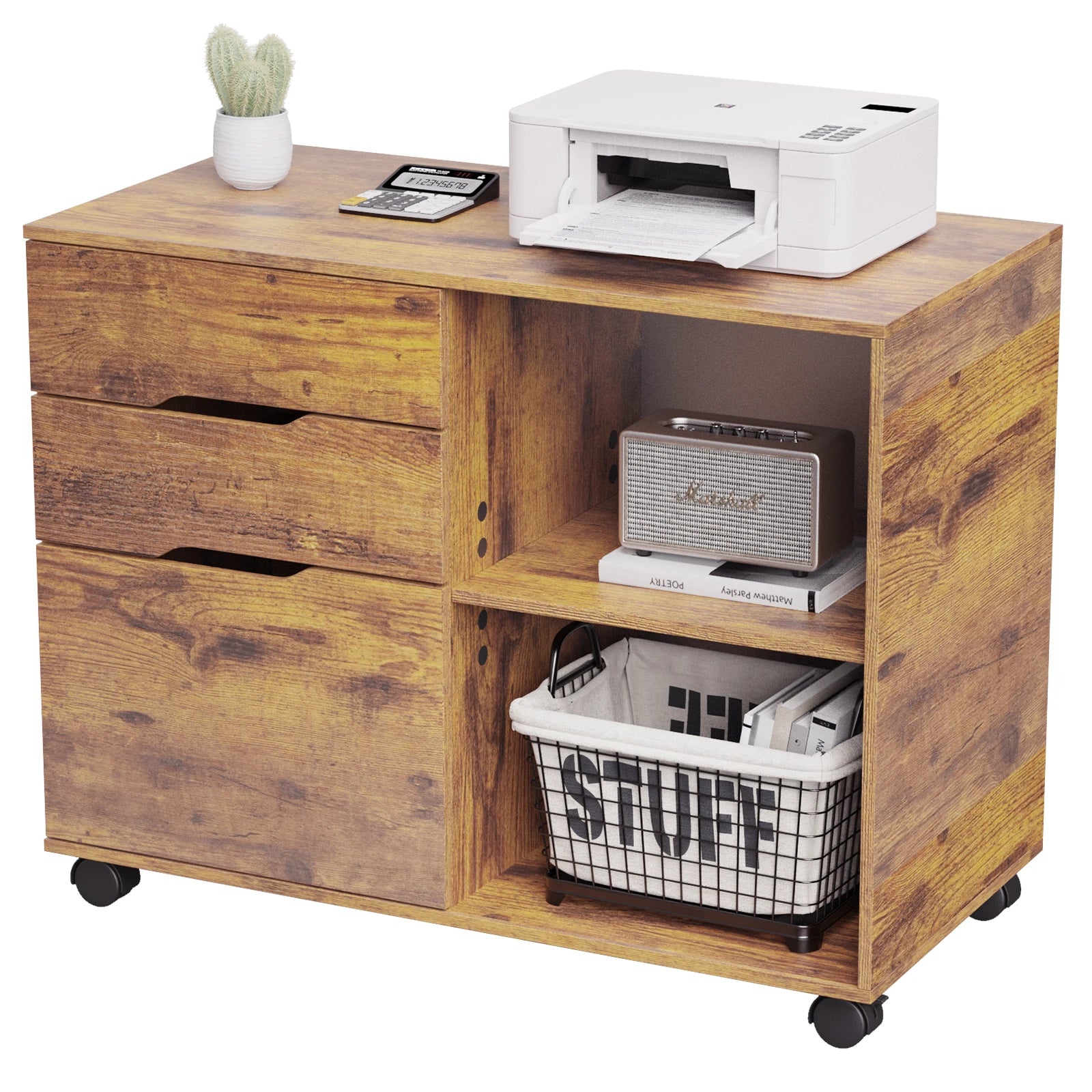Corner Table Cabinet with 3 Drawers