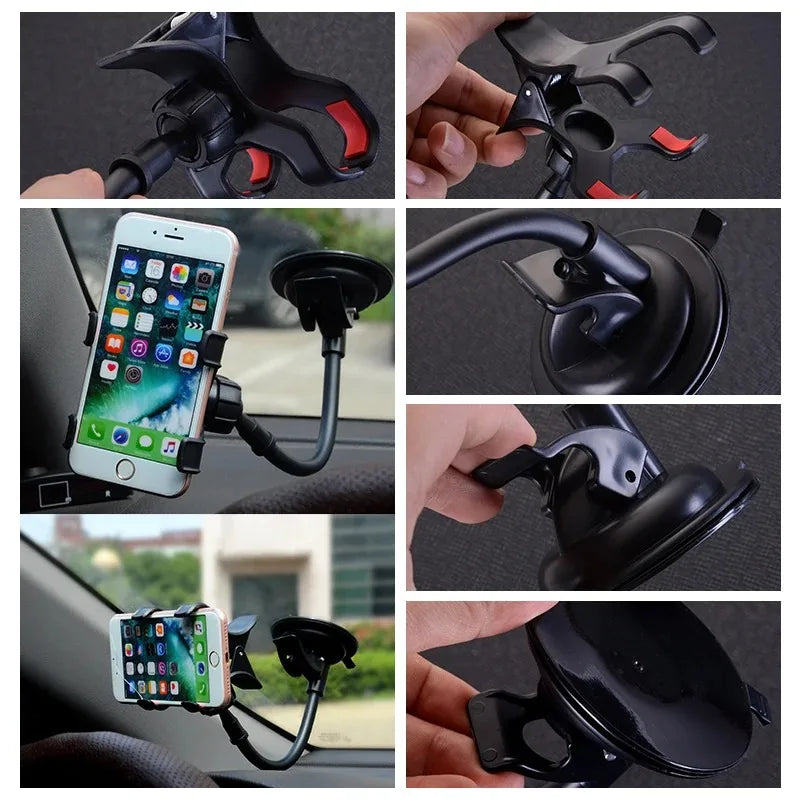 Car Phone Holder| Universal 360 Degree Flexible Dashboard Windshield GPS Mount