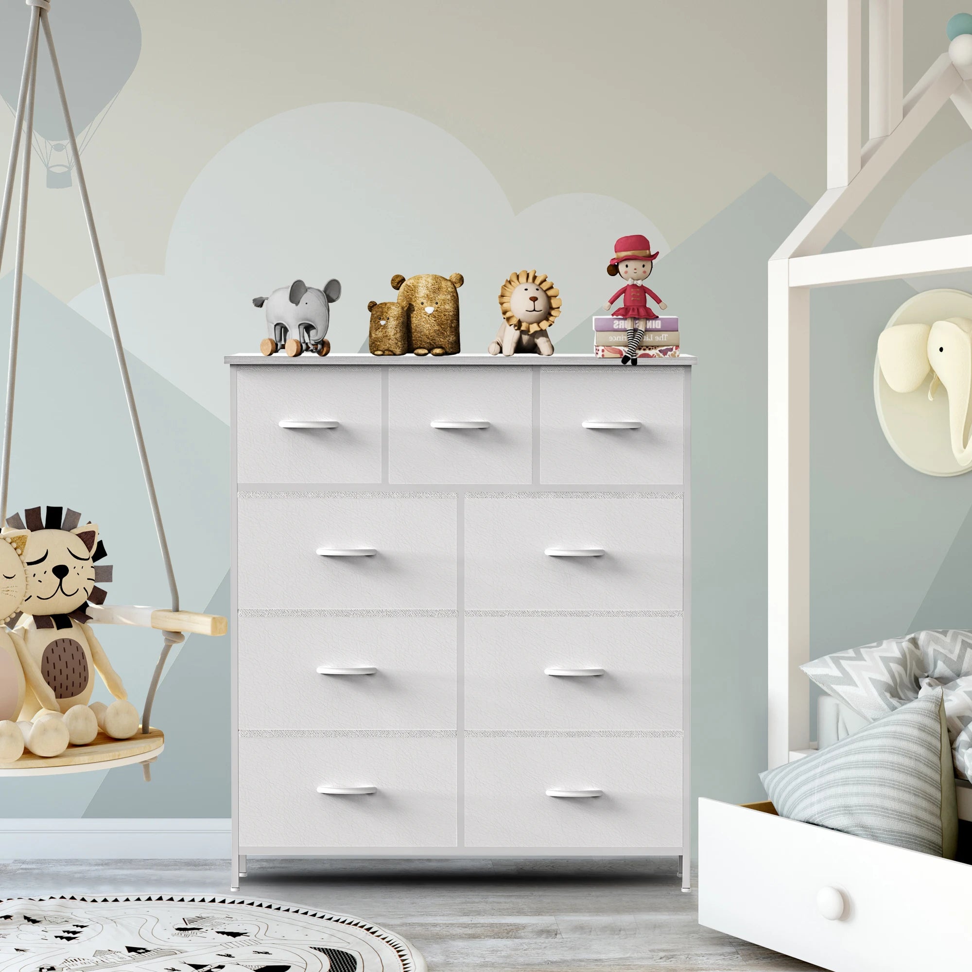 Dresser For Bedroom With 9 Fabric Storage Drawers