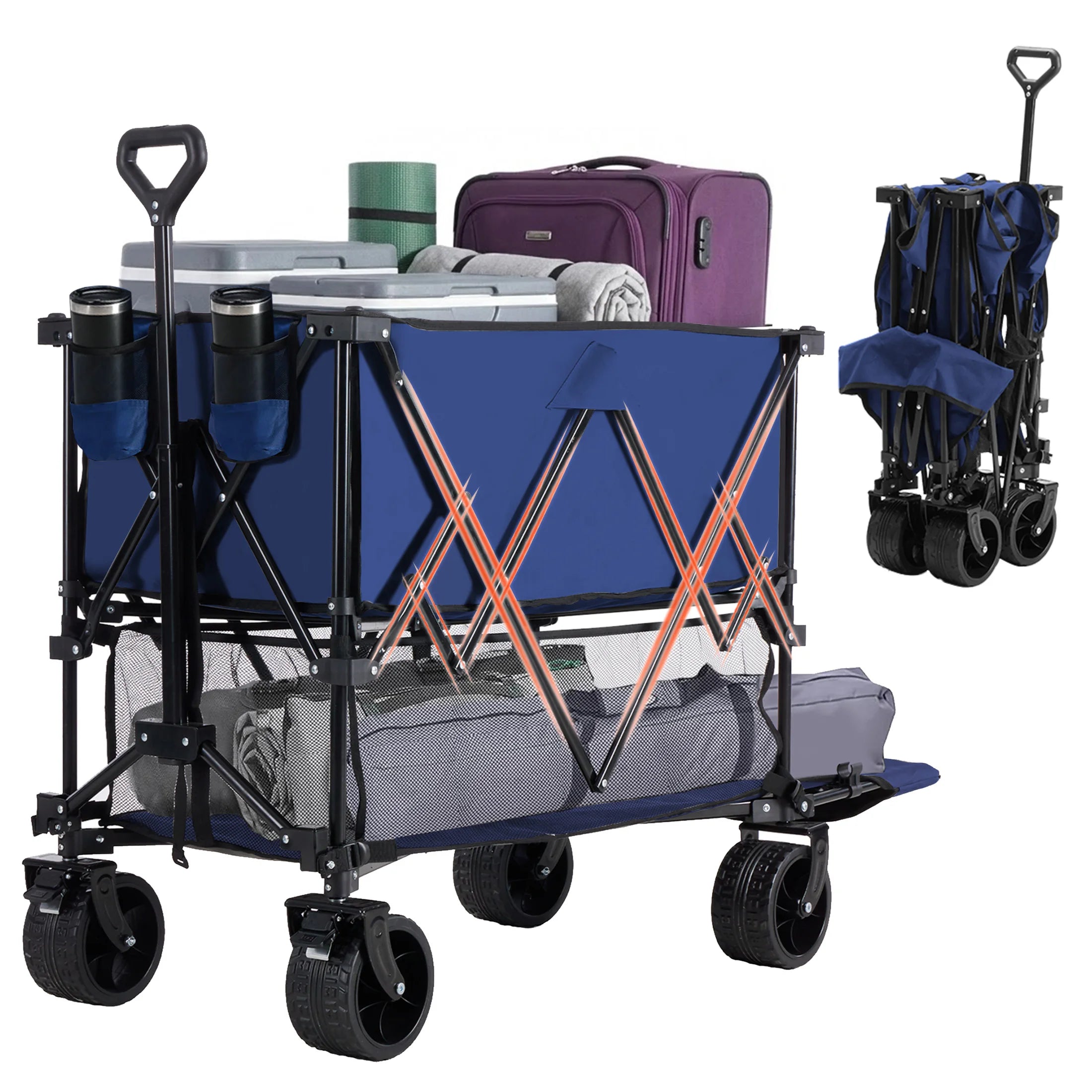 Outdoor Wagons Cart Double Decker (320L Capacity Support up to 440LBS)