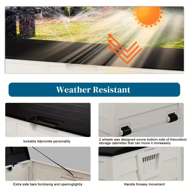 Large Outdoor Deck Box with Lockable Lid & Heavy-Duty Hinged Door