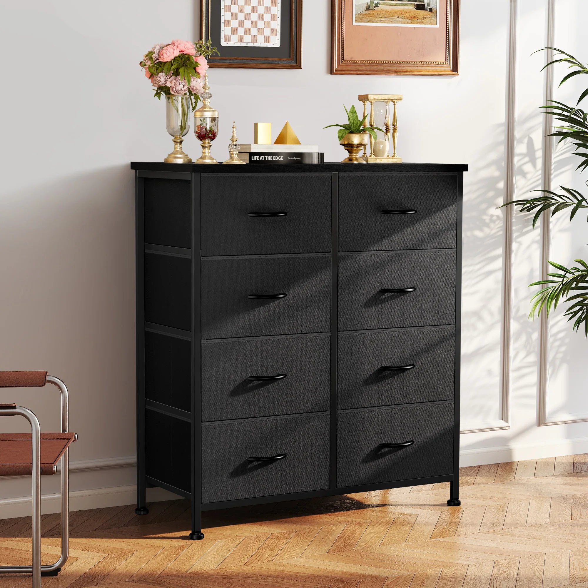 Dresser Wardrobe For Bedroom With 8 Fabric Drawers (Storage Cabinet Steel Frame Assembly)
