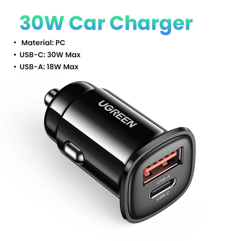 UGREEN Car Charger| Type C Fast USB Charger