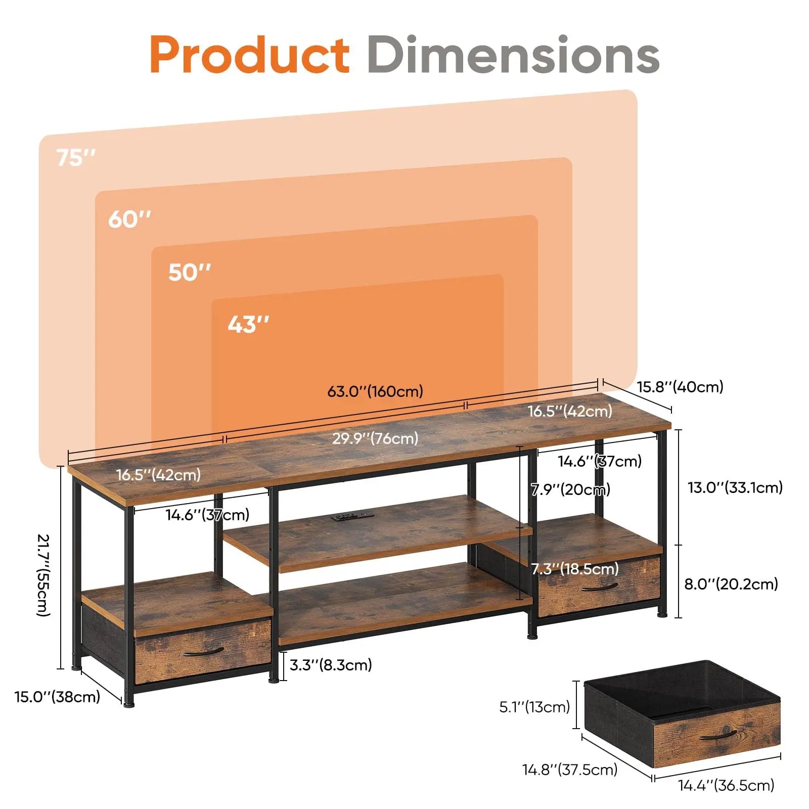 Wooden TV Stand (with Drawers)