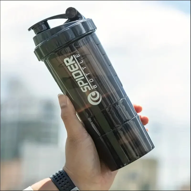 Shaker Bottle With Power Container| 2 Tiers Protein Shakes Powder Shaker Bottle