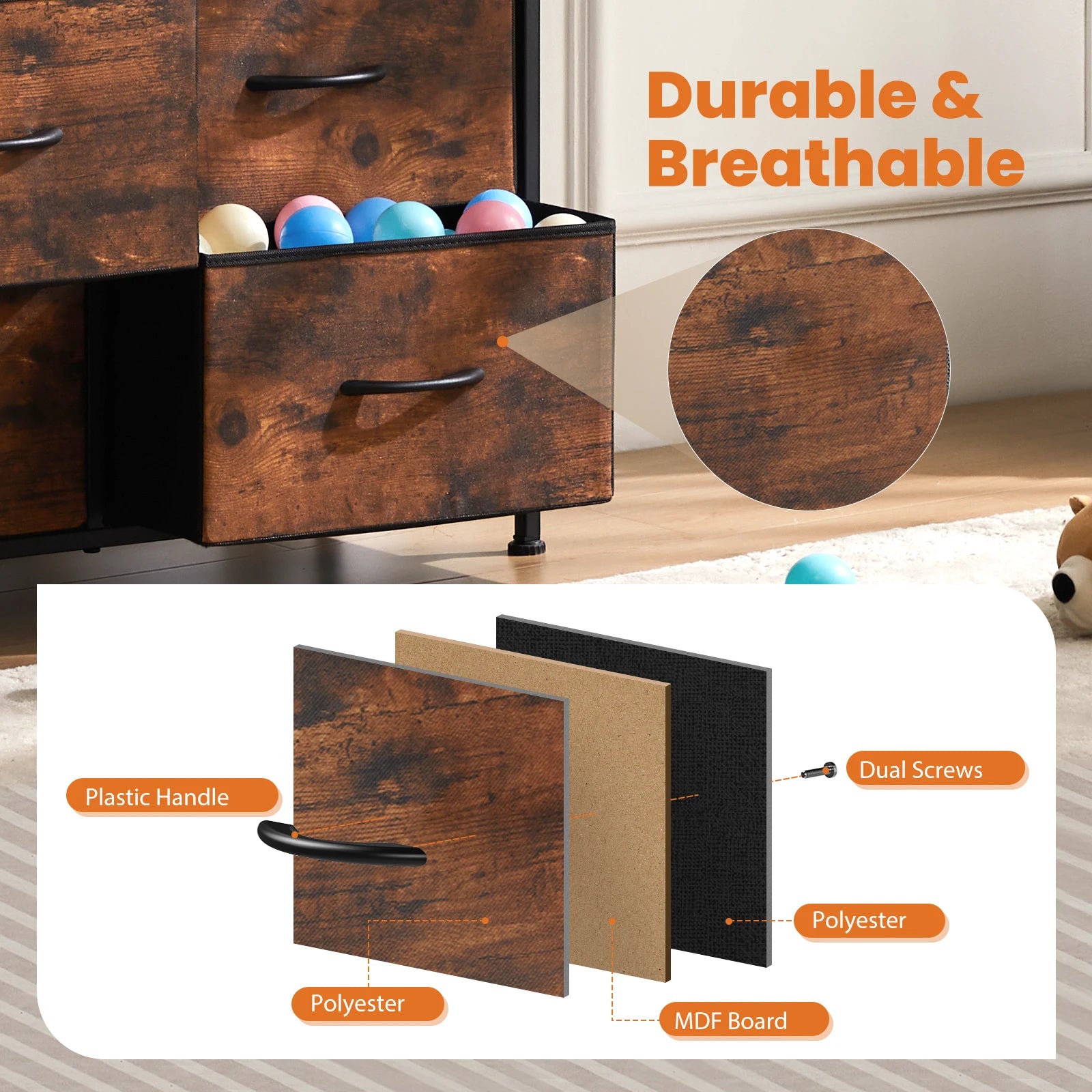 Wardrobe Steel Frame Dresser (with 10 Drawers)