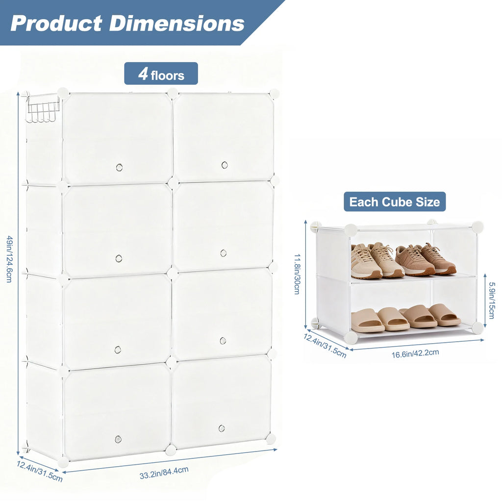8-Tier Stackable Shoe Storage Cabinet
