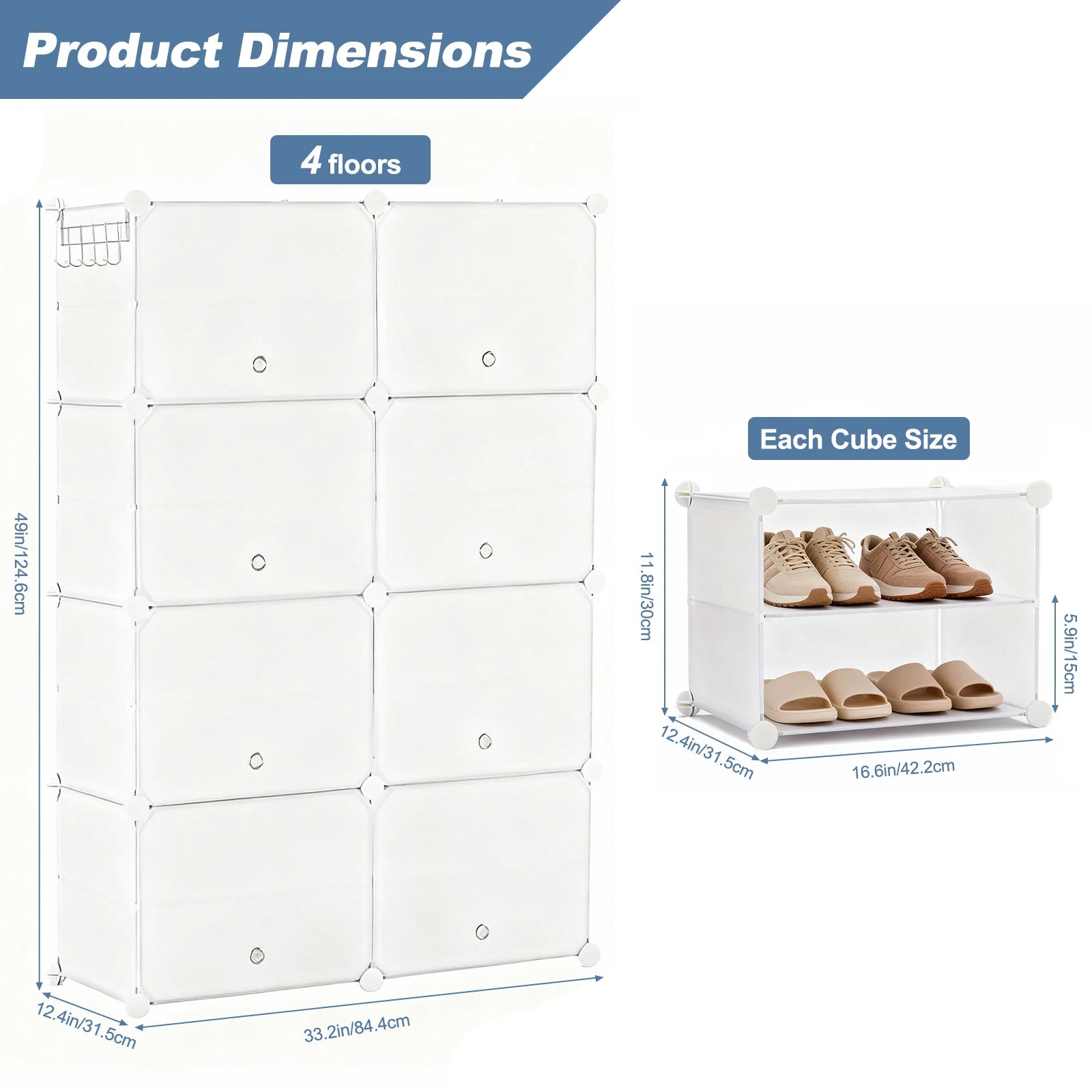 8-Tier Stackable Shoe Storage Cabinet