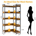 L Shaped Bookshelf 5 Tier Corner Bookcase with Hooks
