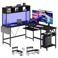 L Shaped Reversible Gaming Desk with Led Lights