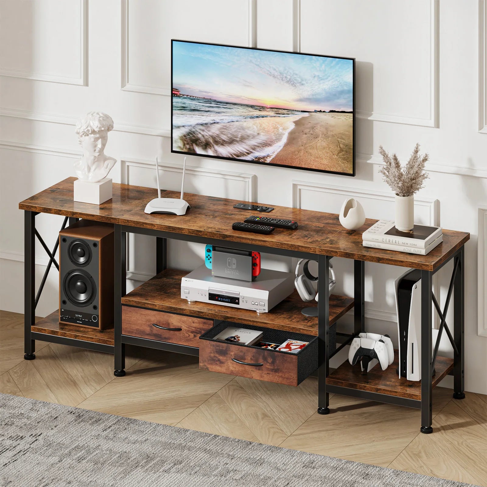 Wooden TV Stand (with Drawers)