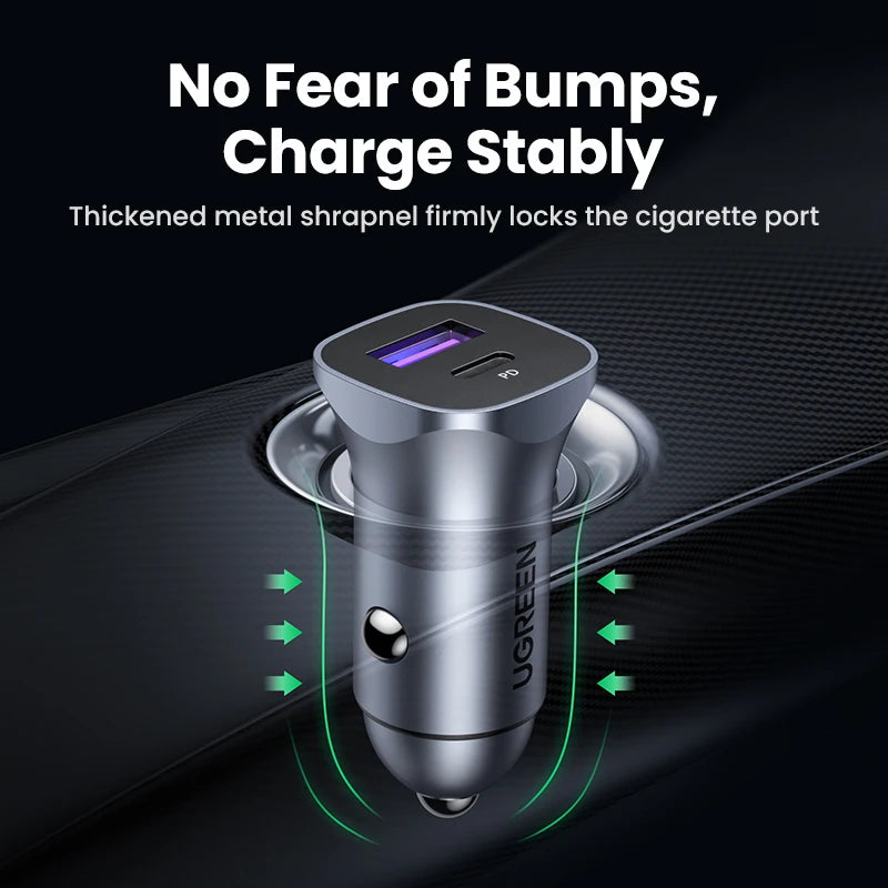 UGREEN Car Charger| Type C Fast USB Charger